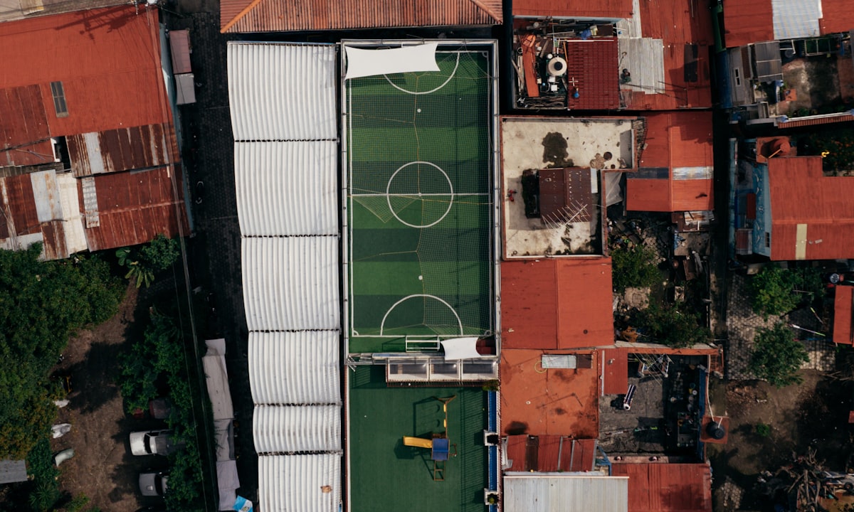 Voetbalveld vanuit de lucht