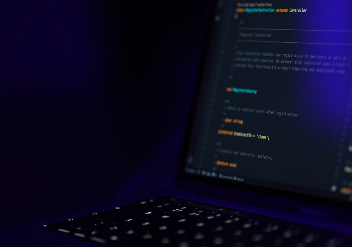 Code op scherm tijdens ontwikkeling